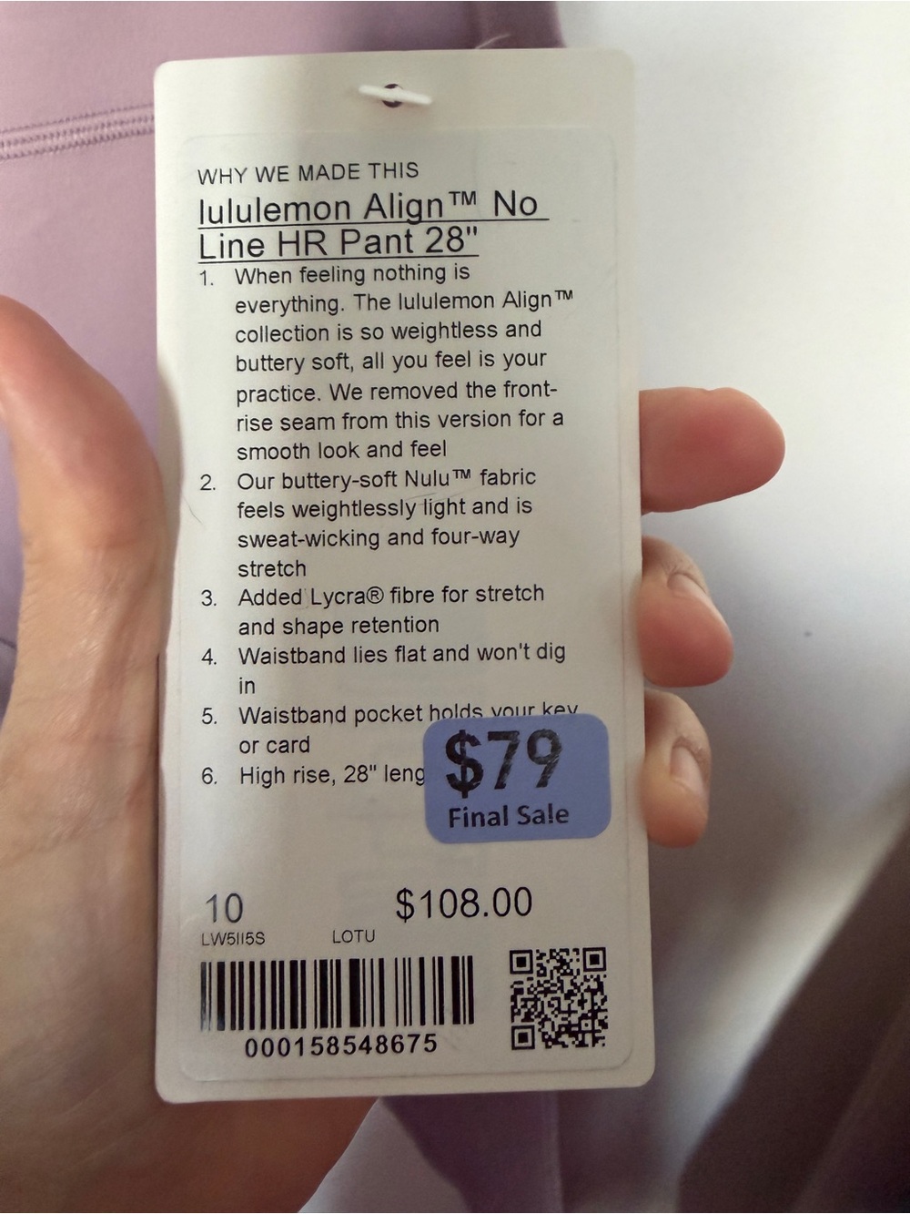 NWT lululemon Align ™ No Line HR Pant 28" - Picture 5 of 5